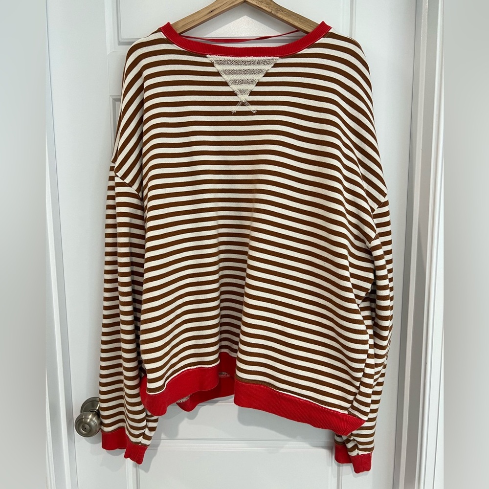 Free People Classic Striped Oversized Crewneck